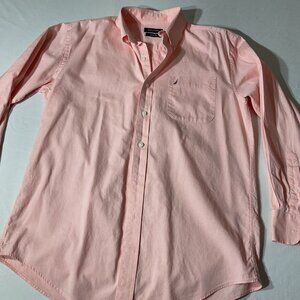 Nautica Mens Classic Fit Pink Button-Down Dress Shirt 15.5 32/33 Long Sleeve Cot